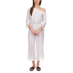 Michael Kors Off-Shoulder Striped Jumpsuit – XL